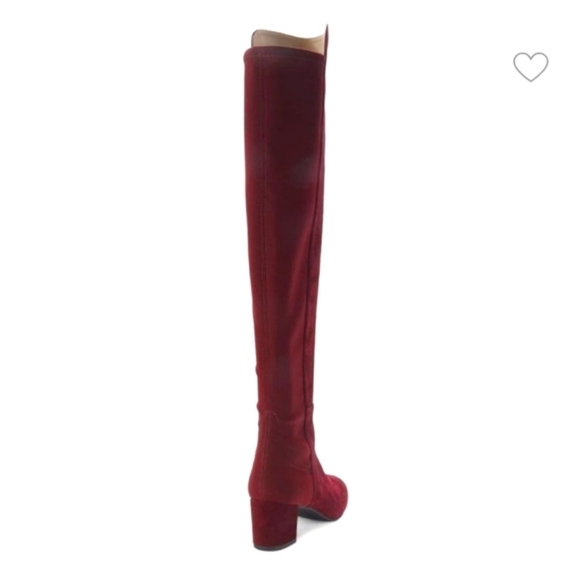 NWT Stuart Weitzman 'Gillian' Knee High Genuine Suede Heeled Boots in Burgundy - Picture 3 of 14